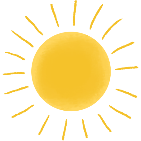 a yellow circle with many straight lines around it radiating from it.